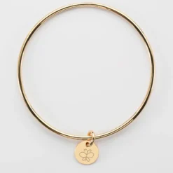 Clearance HappyBulle Bracelet enfant personnalisé jonc plaqué or médaille gravée initiale 10 mm Plaqué or 18k
