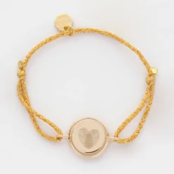 Discount HappyBulle Bracelet enfant personnalisé cordon pailleté médaille réversible Eternelle gravée plaqué or 2 trous 16 mm - x Capucine Plaqué or 18k
