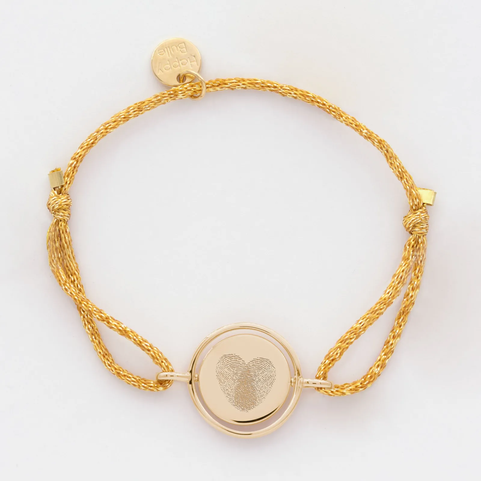 Discount HappyBulle Bracelet enfant personnalisé cordon pailleté médaille réversible Eternelle gravée plaqué or 2 trous 16 mm - x Capucine Plaqué or 18k