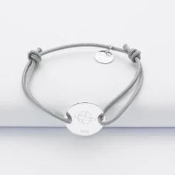Best HappyBulle Bracelet enfant personnalisé médaille gravée argent 2 trous 15 mm - Edition spéciale KIDS Argent rhodié 925