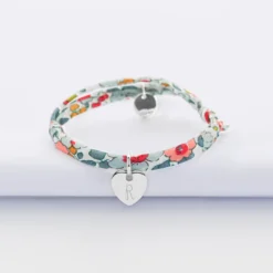 Discount HappyBulle Bracelet enfant personnalisé Liberty médaille gravée initiale argent coeur 10 mm Argent rhodié 925