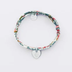 Discount HappyBulle Bracelet enfant personnalisé Liberty médaille gravée initiale argent coeur 10 mm Argent rhodié 925