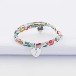 Discount HappyBulle Bracelet enfant personnalisé Liberty médaille gravée initiale argent coeur 10 mm Argent rhodié 925