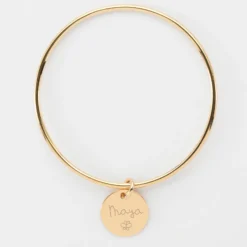 Online HappyBulle Bracelet enfant personnalisé jonc plaqué or médaille gravée 15 mm Plaqué or 18k