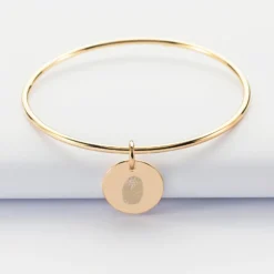 Online HappyBulle Bracelet enfant personnalisé jonc plaqué or médaille gravée 15 mm Plaqué or 18k