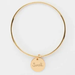 Online HappyBulle Bracelet enfant personnalisé jonc plaqué or médaille gravée 15 mm Plaqué or 18k