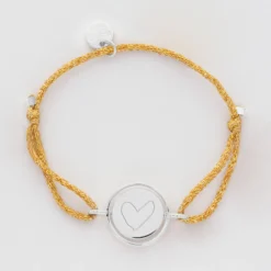 HappyBulle Bracelet enfant personnalisé cordon pailleté médaille réversible Eternelle gravée argent 2 trous 16 mm - x Capucine Argent rhodié 925