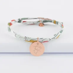 Best HappyBulle Bracelet enfant personnalisé liberty médaille gravée plaqué or rose 15 mm Plaqué or rose 18k