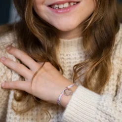 Best HappyBulle Bracelet enfant personnalisé liberty médaille gravée plaqué or rose 15 mm Plaqué or rose 18k