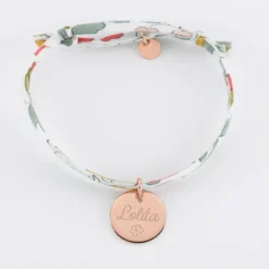 Best HappyBulle Bracelet enfant personnalisé liberty médaille gravée plaqué or rose 15 mm Plaqué or rose 18k