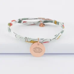 Best HappyBulle Bracelet enfant personnalisé liberty médaille gravée plaqué or rose 15 mm Plaqué or rose 18k