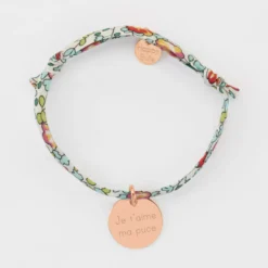 Best HappyBulle Bracelet enfant personnalisé liberty médaille gravée plaqué or rose 15 mm Plaqué or rose 18k