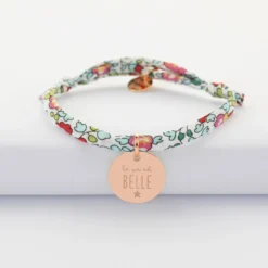 Best HappyBulle Bracelet enfant personnalisé liberty médaille gravée plaqué or rose 15 mm Plaqué or rose 18k