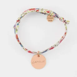 Best HappyBulle Bracelet enfant personnalisé liberty médaille gravée plaqué or rose 15 mm Plaqué or rose 18k