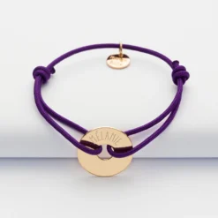 Best HappyBulle Bracelet enfant personnalisé médaille gravée plaqué or cible 16mm Plaqué or 18k