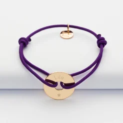 Best HappyBulle Bracelet enfant personnalisé médaille gravée plaqué or cible 16mm Plaqué or 18k