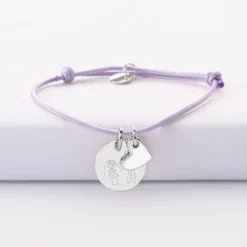 Online HappyBulle Bracelet enfant personnalisé médaille gravée argent 15 mm et breloque coeur email 10 mm Argent rhodié 925