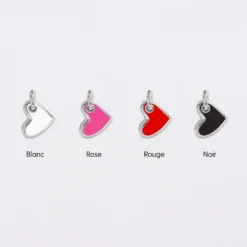 Online HappyBulle Bracelet enfant personnalisé médaille gravée argent 15 mm et breloque coeur email 10 mm Argent rhodié 925