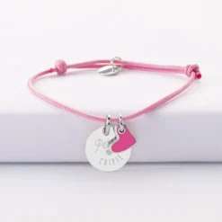 Online HappyBulle Bracelet enfant personnalisé médaille gravée argent 15 mm et breloque coeur email 10 mm Argent rhodié 925