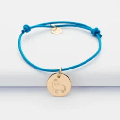 Discount HappyBulle Bracelet enfant personnalisé médaille gravée plaqué or 15mm Plaqué or 18k