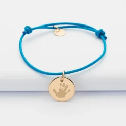Discount HappyBulle Bracelet enfant personnalisé médaille gravée plaqué or 15mm Plaqué or 18k