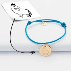 Discount HappyBulle Bracelet enfant personnalisé médaille gravée plaqué or 15mm Plaqué or 18k