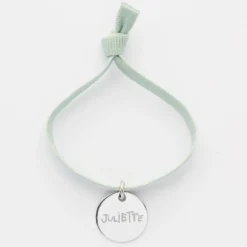 Best HappyBulle Bracelet enfant personnalisé cordon élastique médaille gravée argent 15 mm Argent rhodié 925