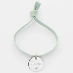 Best HappyBulle Bracelet enfant personnalisé cordon élastique médaille gravée argent 15 mm Argent rhodié 925