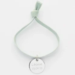 Best HappyBulle Bracelet enfant personnalisé cordon élastique médaille gravée argent 15 mm Argent rhodié 925