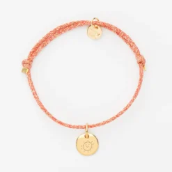 Discount HappyBulle Bracelet enfant personnalisé cordon pailleté médaille gravée plaqué or initiale 10 mm Plaqué or 18k