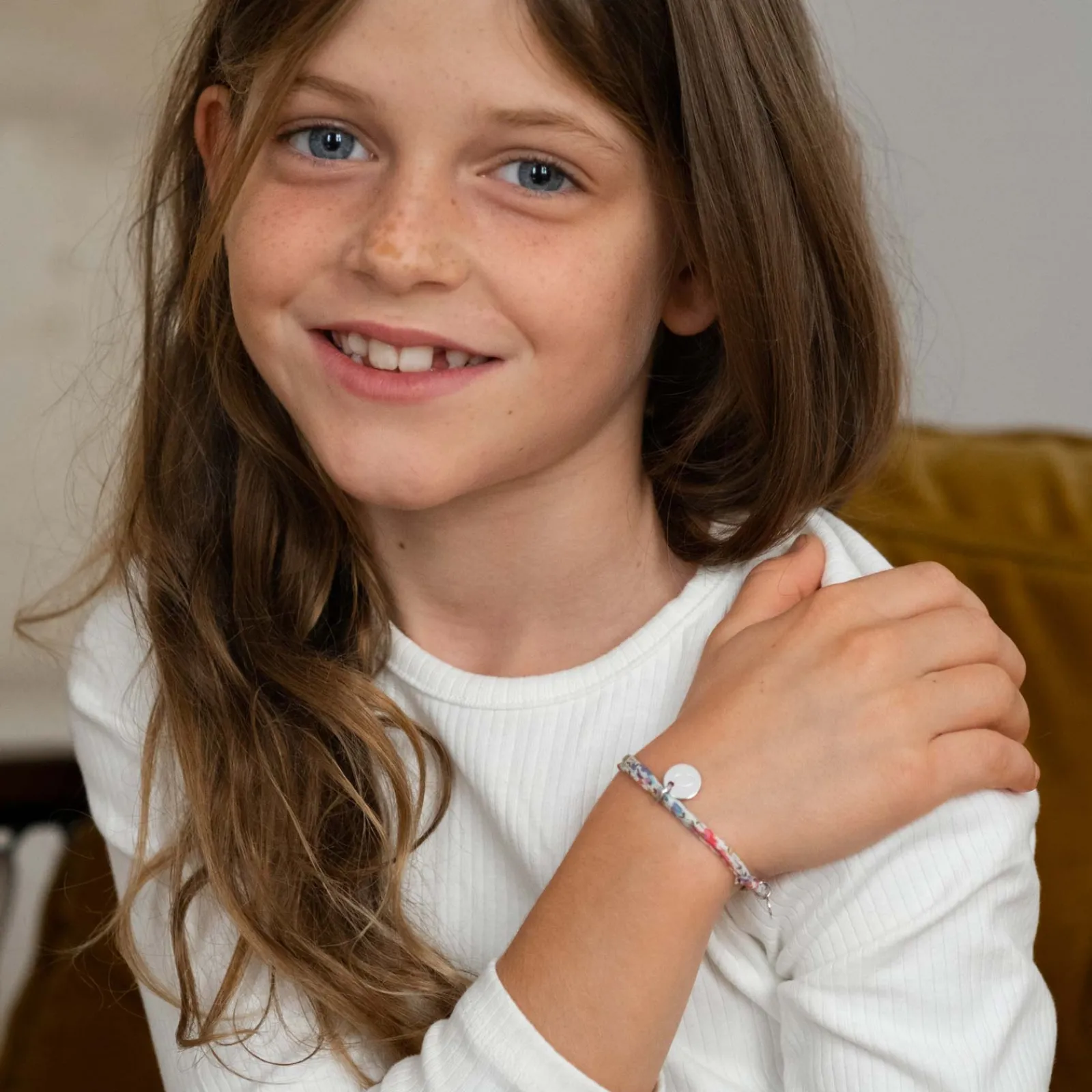 Discount HappyBulle Bracelet enfant personnalisé Liberty médaille gravée initiale argent 10mm Argent rhodié 925