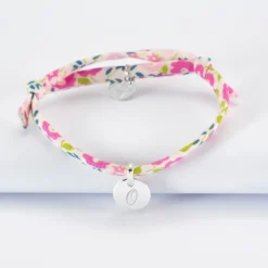 Discount HappyBulle Bracelet enfant personnalisé Liberty médaille gravée initiale argent 10mm Argent rhodié 925