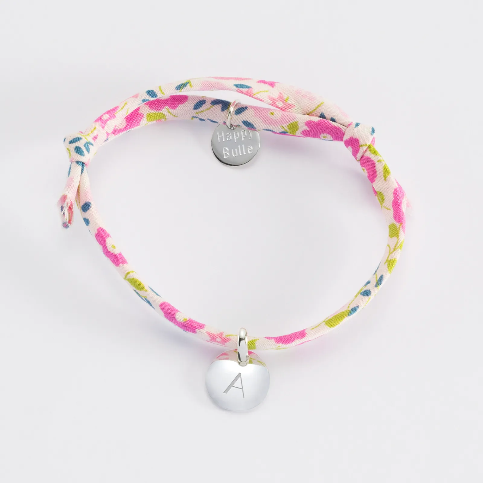 Discount HappyBulle Bracelet enfant personnalisé Liberty médaille gravée initiale argent 10mm Argent rhodié 925