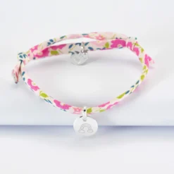 Discount HappyBulle Bracelet enfant personnalisé Liberty médaille gravée initiale argent 10mm Argent rhodié 925