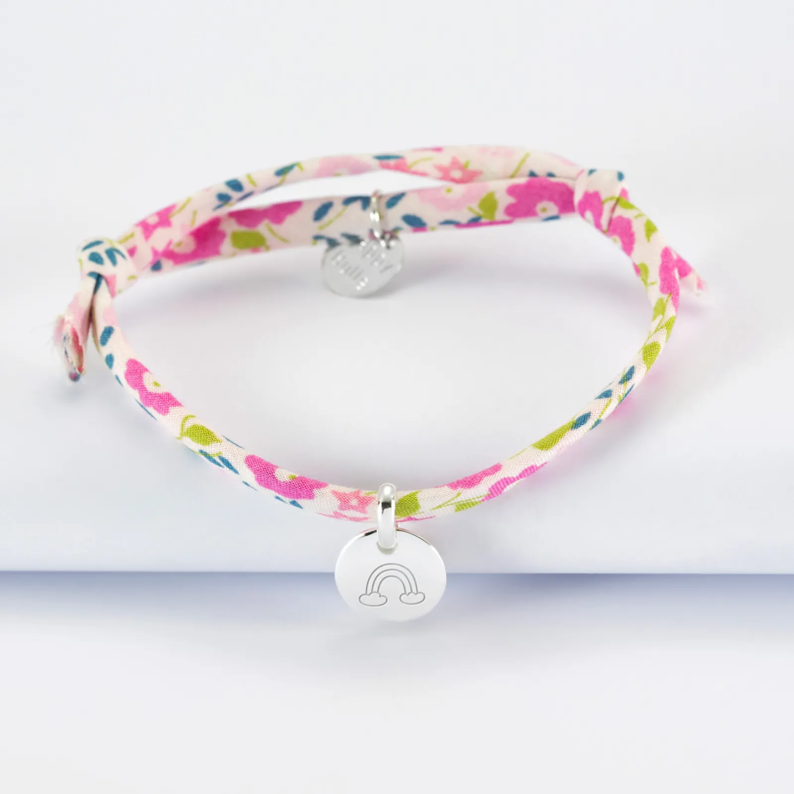Discount HappyBulle Bracelet enfant personnalisé Liberty médaille gravée initiale argent 10mm Argent rhodié 925