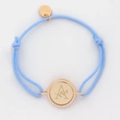 Discount HappyBulle Bracelet enfant personnalisé cordon médaille réversible Eternelle gravée plaqué or 2 trous 16 mm Plaqué or 18k