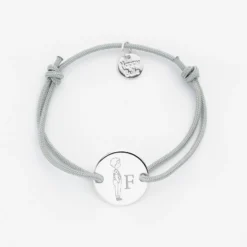 HappyBulle Bracelet enfant personnalisé initiale médaille gravée argent 2 trous 15 mm - x Marie Savart Argent rhodié 925