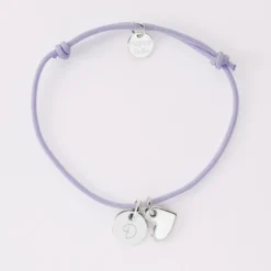 Clearance HappyBulle Bracelet enfant personnalisé médaille gravée argent 10 mm et breloque coeur email 10 mm Argent rhodié 925