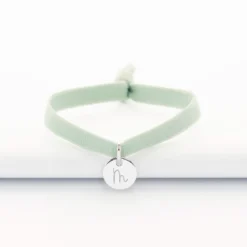 Online HappyBulle Bracelet enfant personnalisé cordon élastique médaille gravée argent initiale 10 mm Argent rhodié 925
