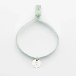 Online HappyBulle Bracelet enfant personnalisé cordon élastique médaille gravée argent initiale 10 mm Argent rhodié 925