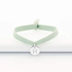 Online HappyBulle Bracelet enfant personnalisé cordon élastique médaille gravée argent initiale 10 mm Argent rhodié 925
