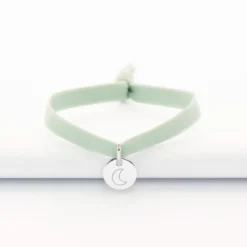 Online HappyBulle Bracelet enfant personnalisé cordon élastique médaille gravée argent initiale 10 mm Argent rhodié 925
