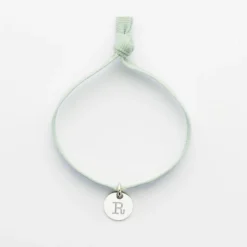 Online HappyBulle Bracelet enfant personnalisé cordon élastique médaille gravée argent initiale 10 mm Argent rhodié 925