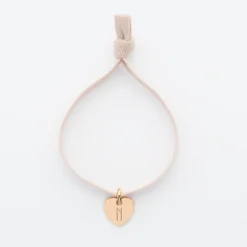 Hot HappyBulle Bracelet enfant personnalisé cordon élastique médaille gravée plaqué or initiale coeur 10 mm Plaqué or 18k