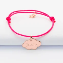 Sale HappyBulle Bracelet enfant personnalisé médaille gravée plaqué or rose nuage 20x14 mm Plaqué or rose 18k