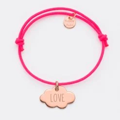 Sale HappyBulle Bracelet enfant personnalisé médaille gravée plaqué or rose nuage 20x14 mm Plaqué or rose 18k