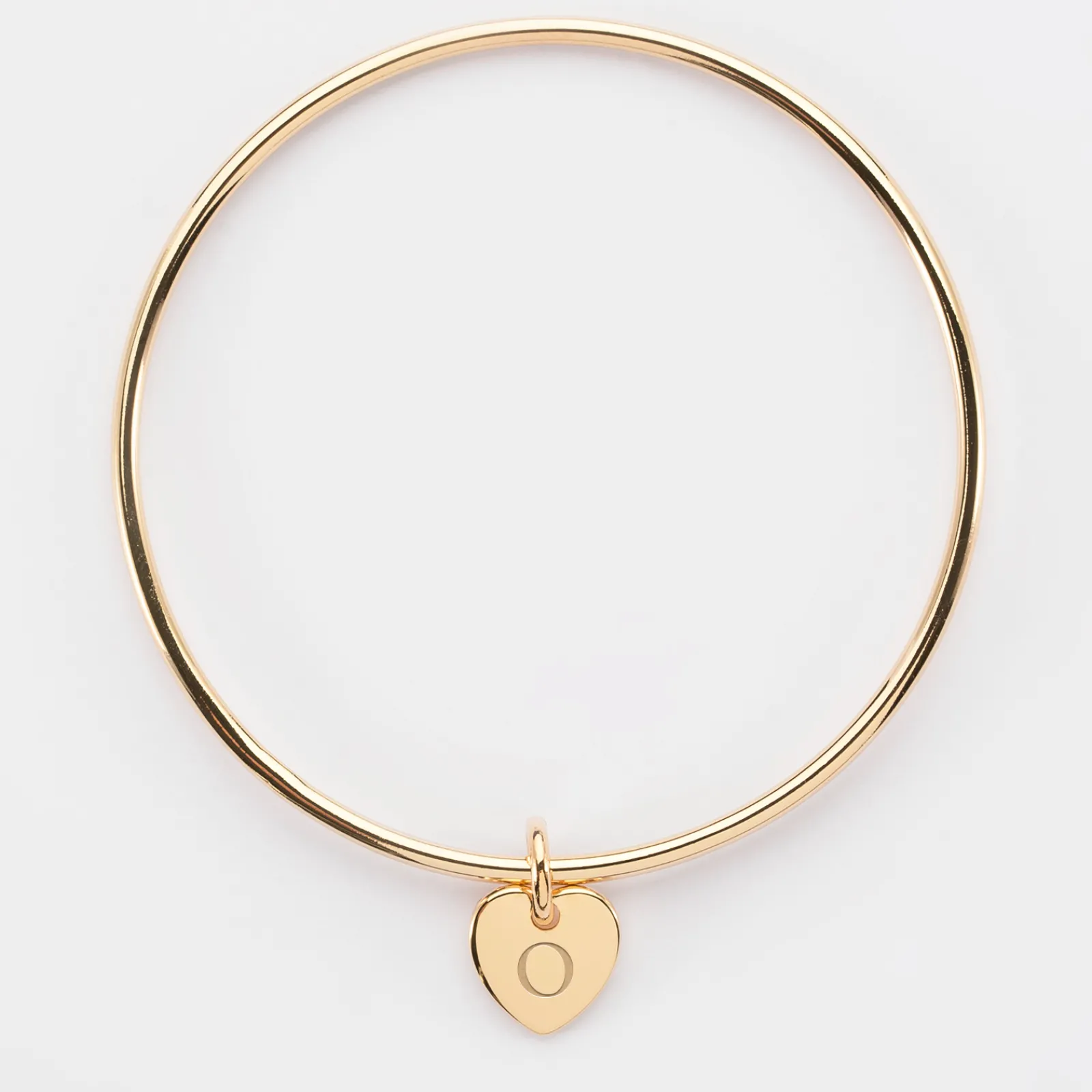 Clearance HappyBulle Bracelet enfant personnalisé jonc plaqué or médaille gravée initiale coeur 10 mm Plaqué or 18k