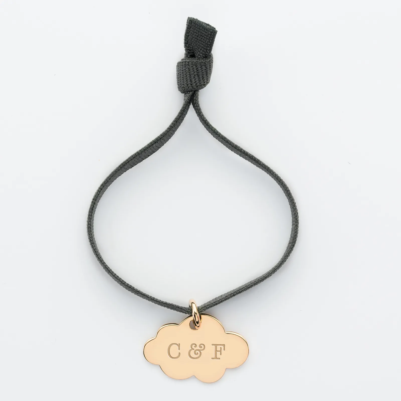 Best HappyBulle Bracelet enfant personnalisé cordon élastique médaille gravée plaqué or nuage 20x14 mm Plaqué or 18k