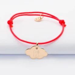 Hot HappyBulle Bracelet enfant personnalisé médaille gravée plaqué or nuage 20x14 mm - x Barbapapa Plaqué or 18k
