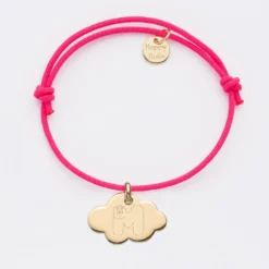 Hot HappyBulle Bracelet enfant personnalisé médaille gravée plaqué or nuage 20x14 mm - x Barbapapa Plaqué or 18k